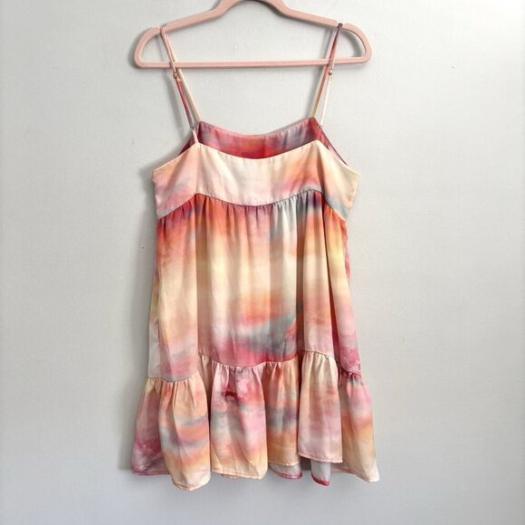 RESA Pink Watercolor Sleeveless Mini Babydoll Dress with Pockets Women’s Medium - Picture 6 of 7